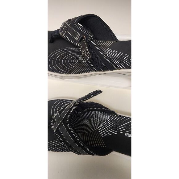 CLARKS Cloudsteppers Breeze Sea Sandal Flip Flops Thong Black SIZE 11M - Picture 9 of 9